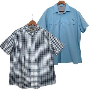 Eddie Bauer Set of 2 Shirts Size XL Short Sleeve Blue Business Casual